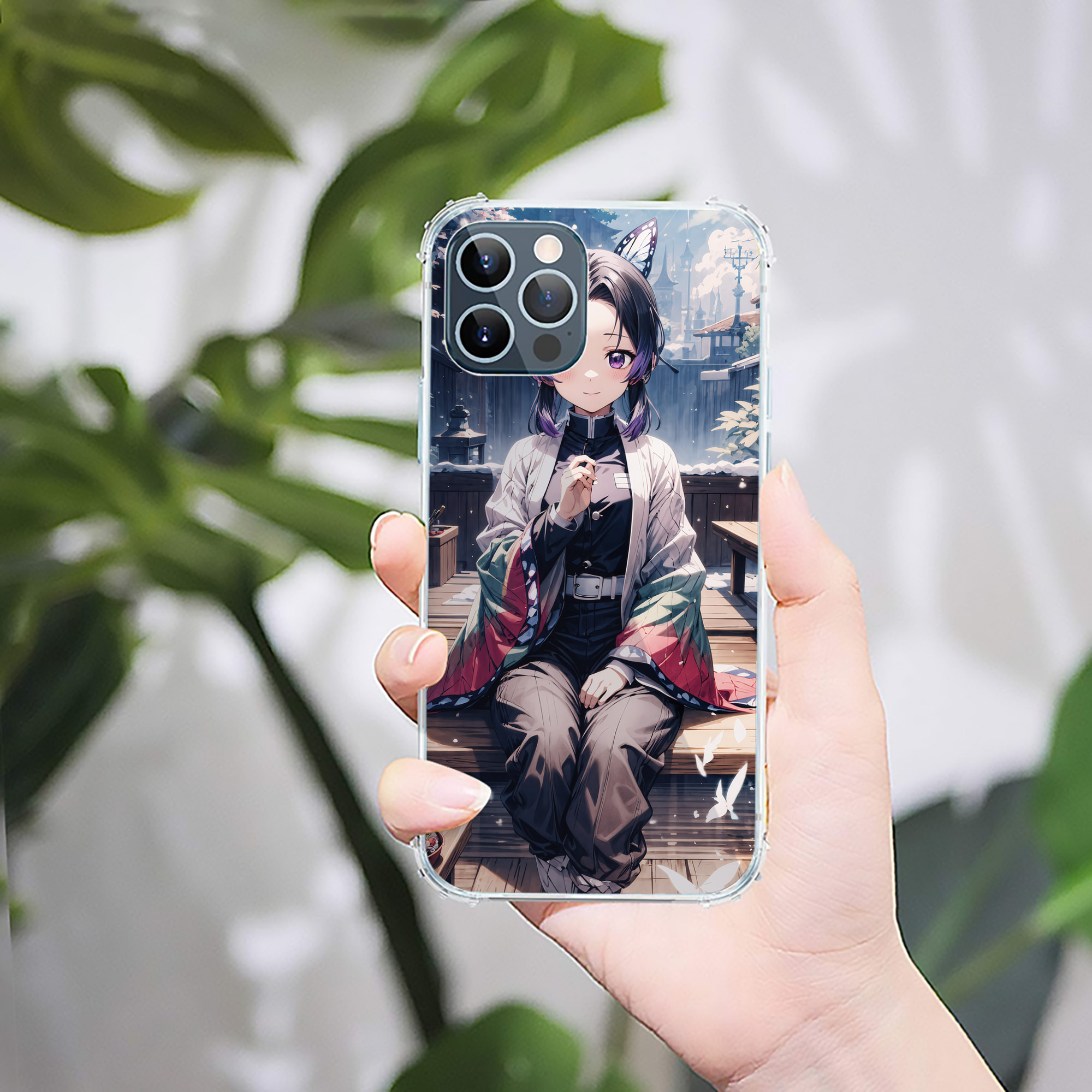 （画像用） 鬼滅の刃（きめつのやいば）蟲柱-胡蝶 しのぶ／こちょう しのぶ Kochou Shinobu 【iPhone 12シリーズ対応】透明スマホケース（クリアソフトケース）
